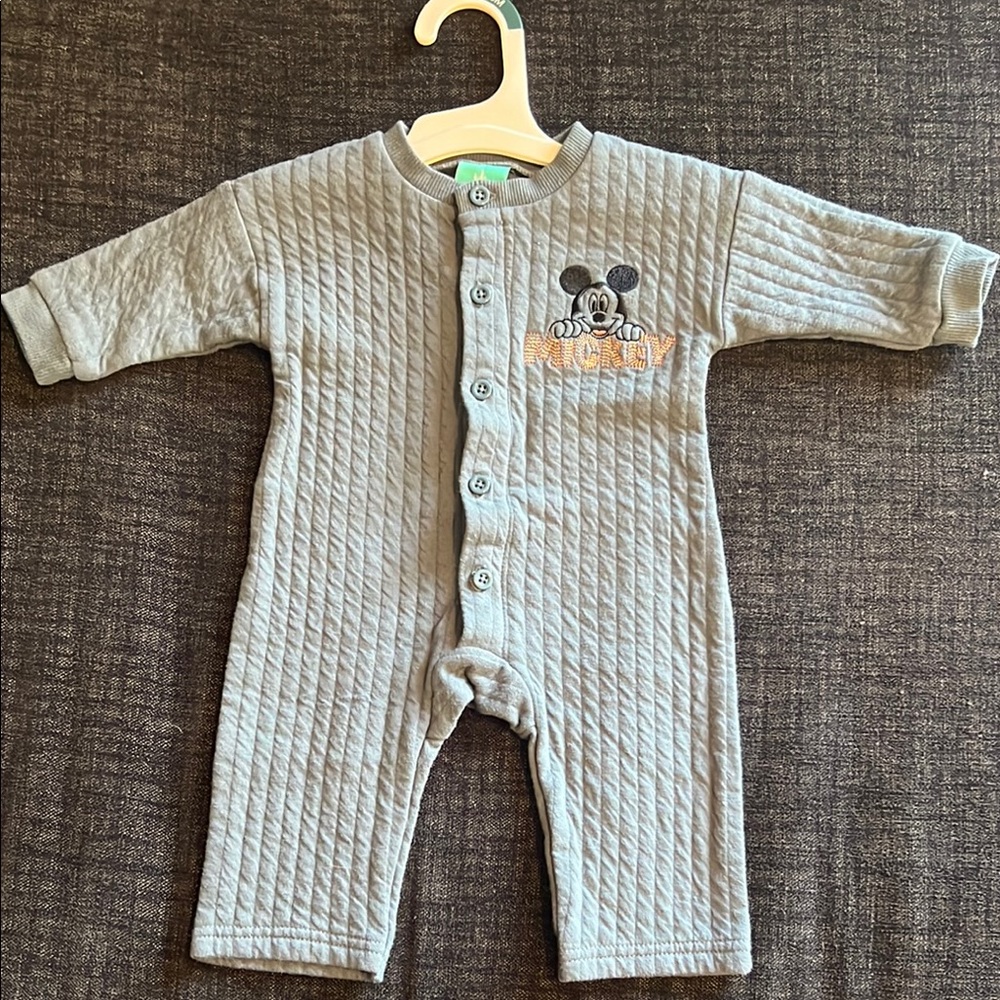 Disney Mickey Mouse Gray Quilted Baby One Piece